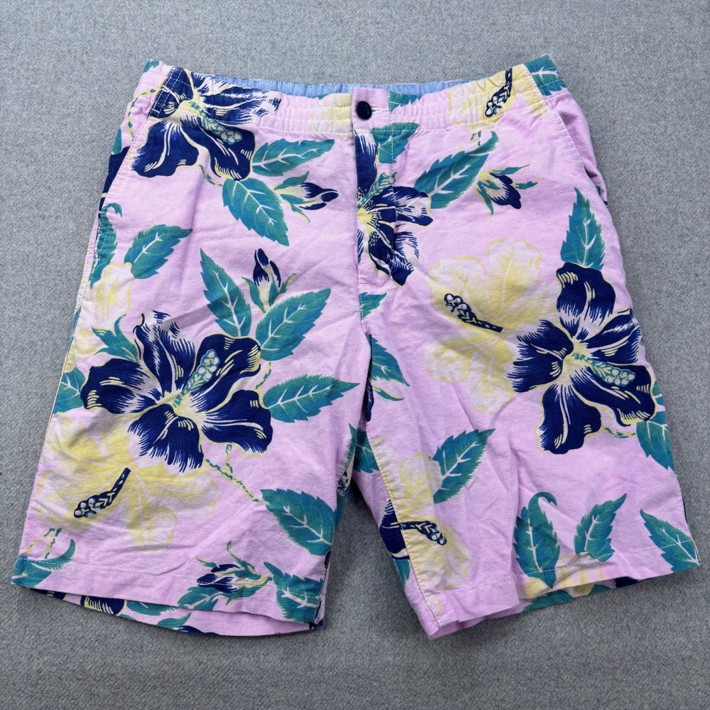Polo Ralph Lauren‎ Boys Pink Floral Hibiscus Shorts Size 18 Cotton Casual Summer